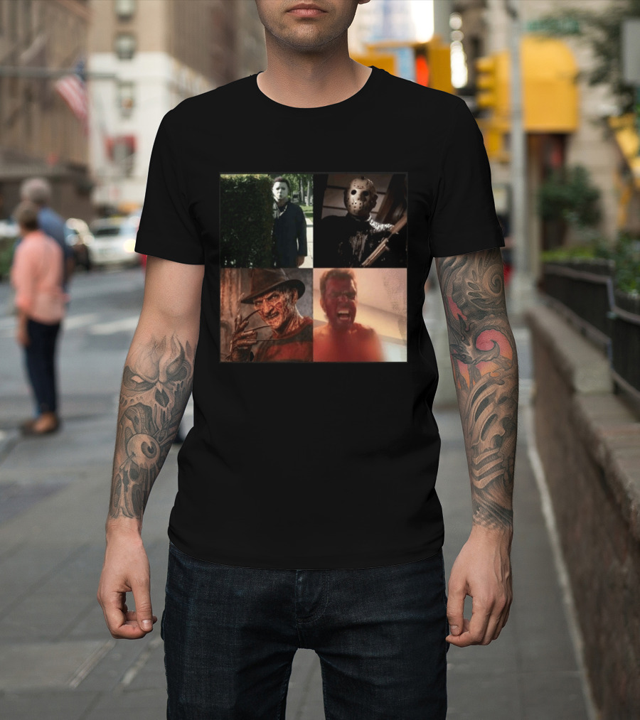 Perez Hilton Icons Horror Movie Legends Freddy Jason Michael Myers T-Shirt