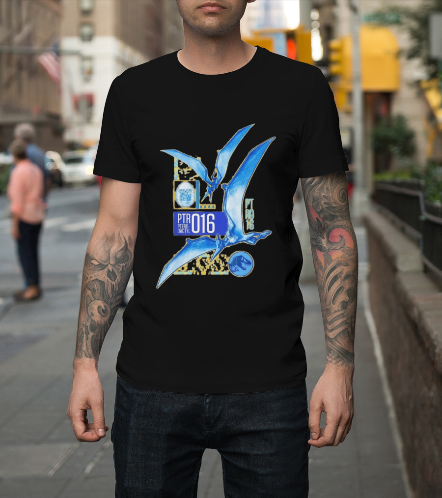 PTR 016 Pterodactyl Dinosaur Prehistoric QR Code Rex T-Shirt