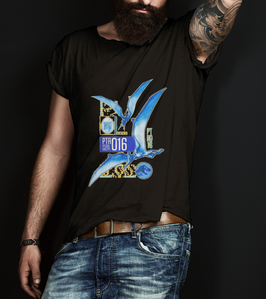 PTR 016 Pterodactyl Dinosaur Prehistoric QR Code Rex T-Shirt