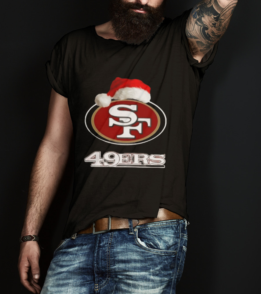 San Francisco 49ers 2025 Santa Hat Christmas Football 49ers T-Shirt