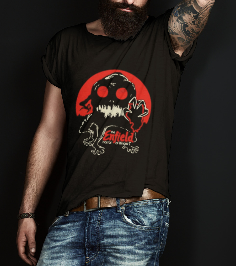 Enfield Horror Cryptid Creature Illustration With Red Circle T-Shirt