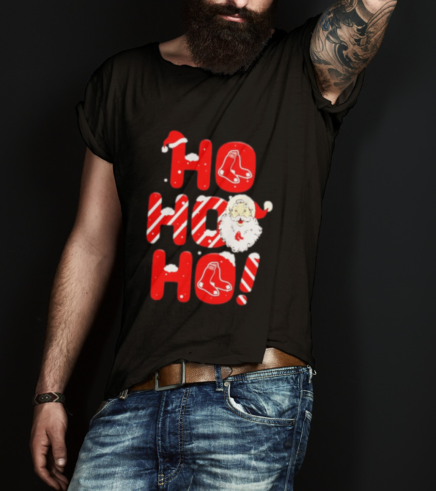 Boston Red Sox Santa Claus Ho Ho Ho Merry Christmas T-Shirt