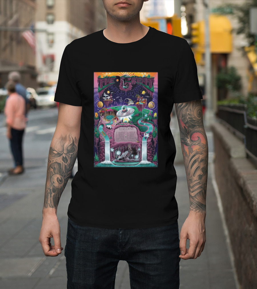 The Great Outdoors Fall Tour 2026 Cosmic Adventure Spaceships Waterfalls Planets T-Shirt