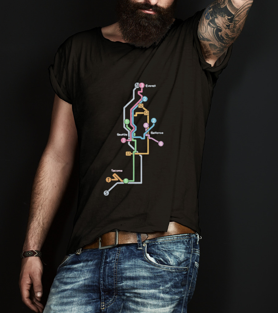 Seattle Tacoma Everett Bellevue Transit Map S1 S2 S3 Route Lines T-Shirt