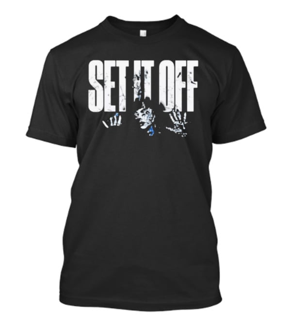 Set It Off Cracked Text With Blue Paint Effect T-Shirt