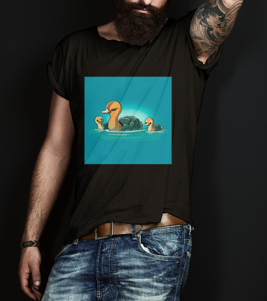 Turtle Ducks Swimming Cute Playful Hybrid Creatures T-Shirt
