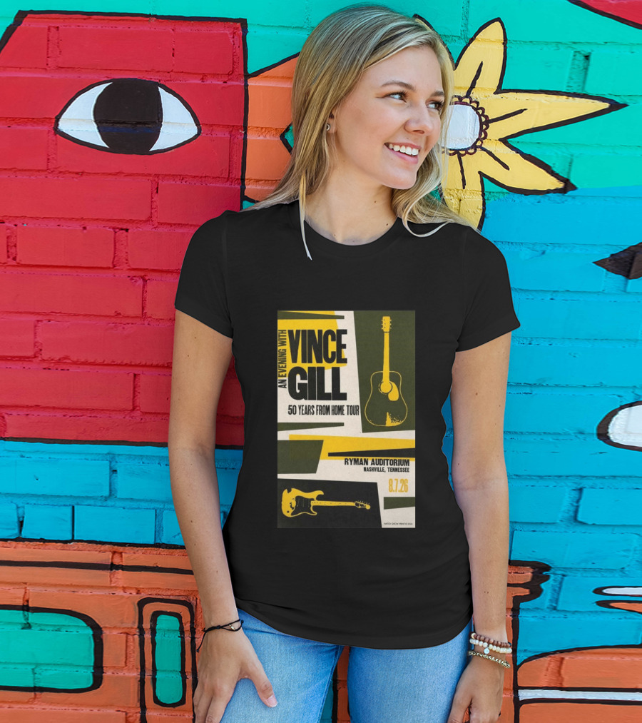 An Evening With Vince Gill 50 Years From Home Tour Ryman Auditorium Nashville August 7 2026 T-Shirt