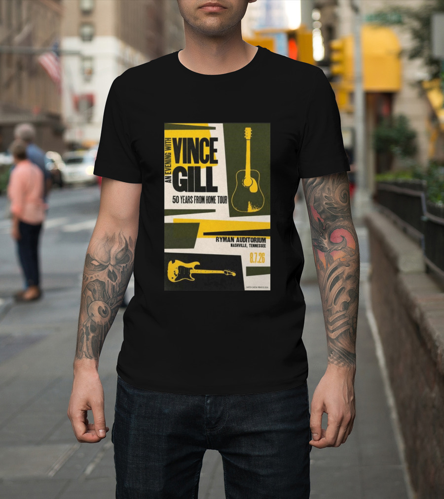 An Evening With Vince Gill 50 Years From Home Tour Ryman Auditorium Nashville August 7 2026 T-Shirt
