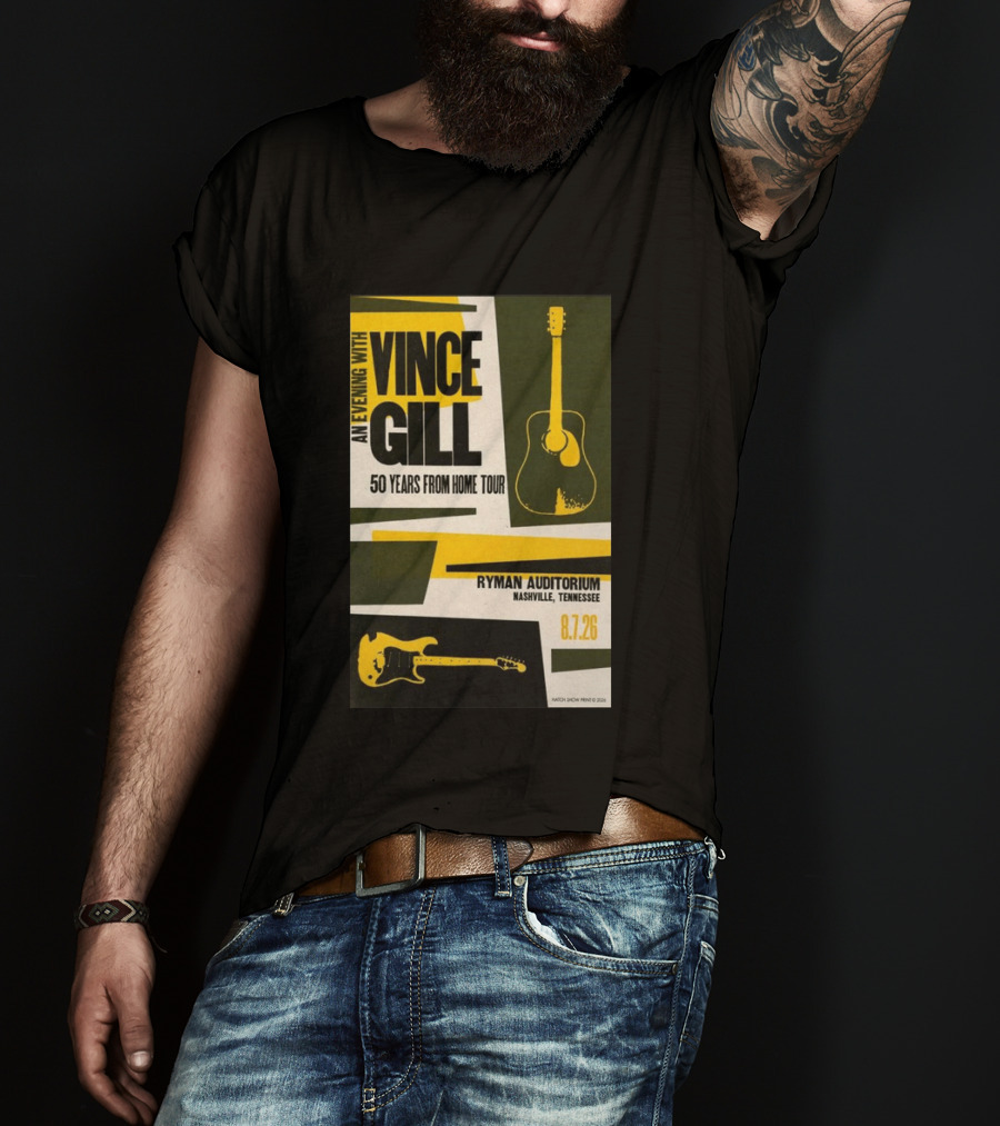 An Evening With Vince Gill 50 Years From Home Tour Ryman Auditorium Nashville August 7 2026 T-Shirt