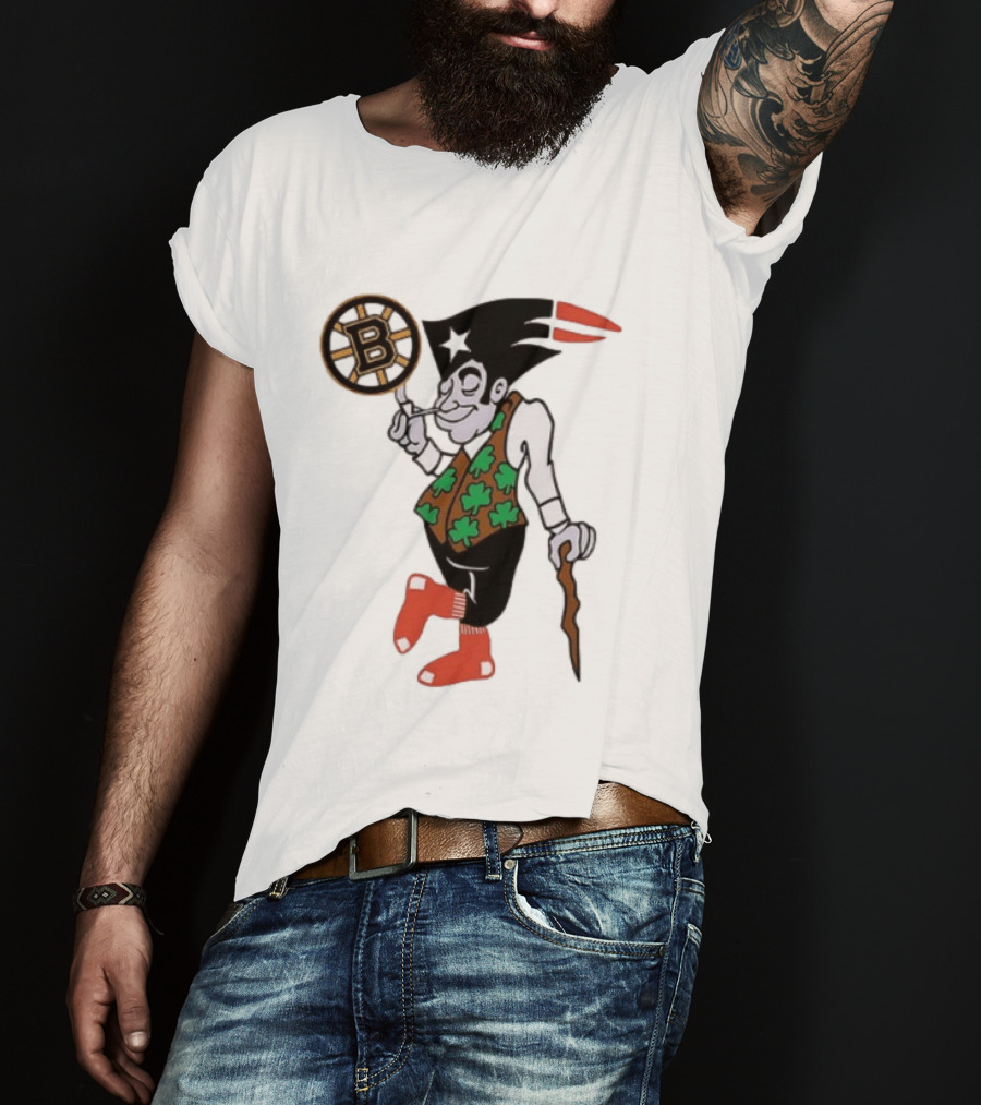 Boston All Sport Team Vintage Mascot With Clover And Cane T-Shirt
