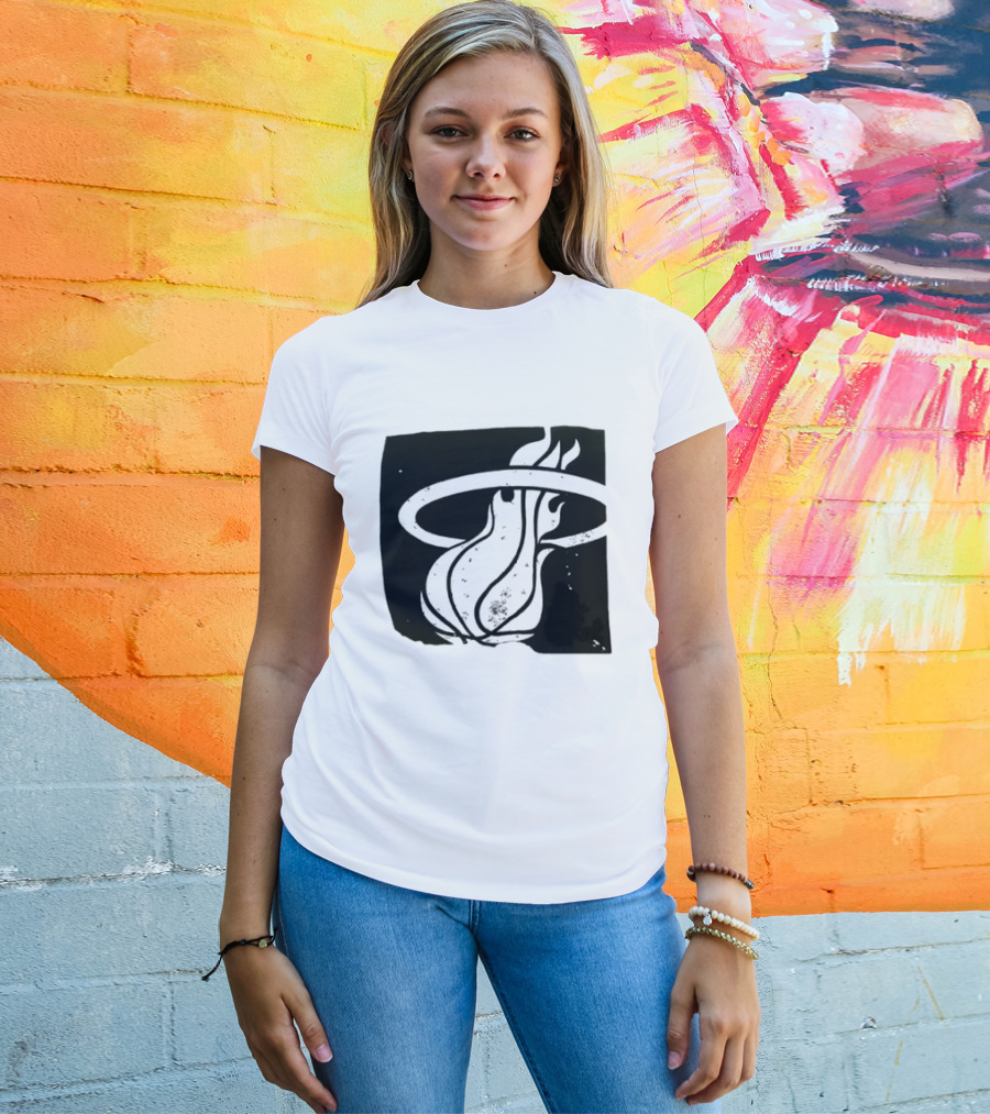 Miami Heat Basketball NBA Iconic Flaming Ball T-Shirt