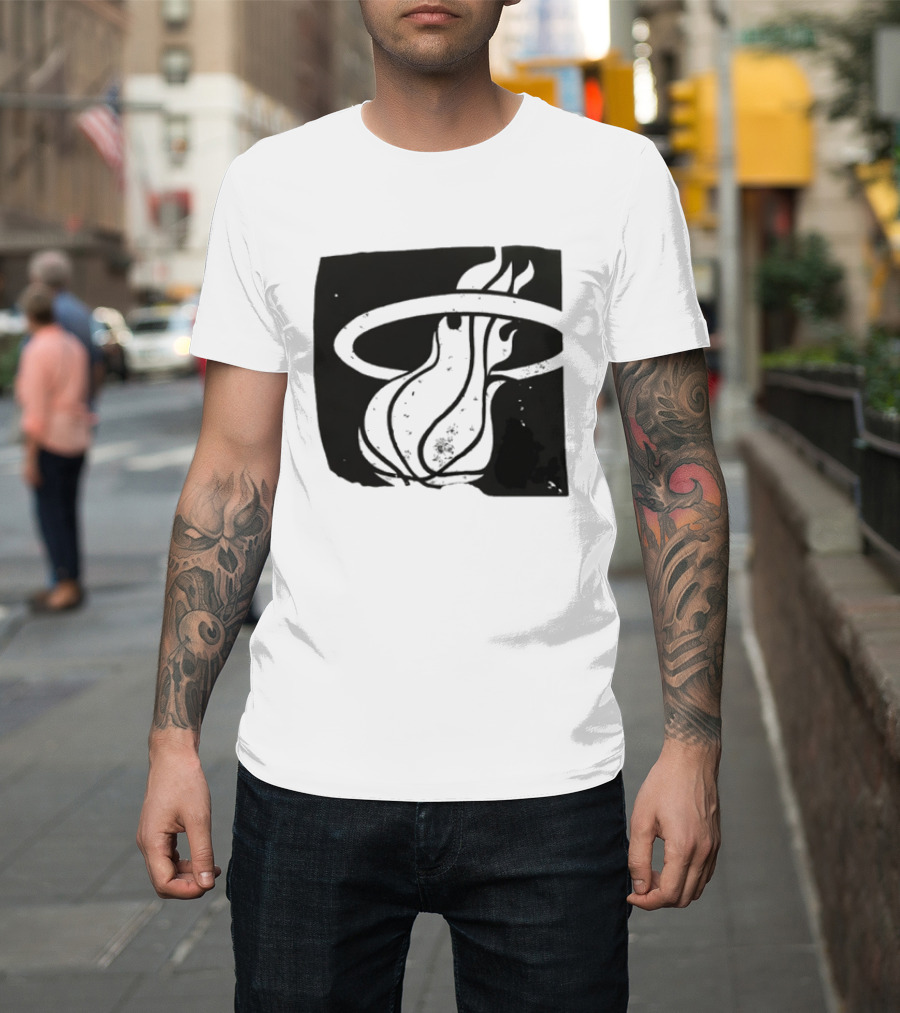 Miami Heat Basketball NBA Iconic Flaming Ball T-Shirt