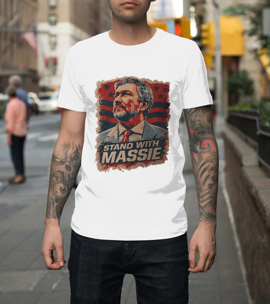 Stand With Massie Patriotic Political Artwork With Stars And Stripes T-Shirt