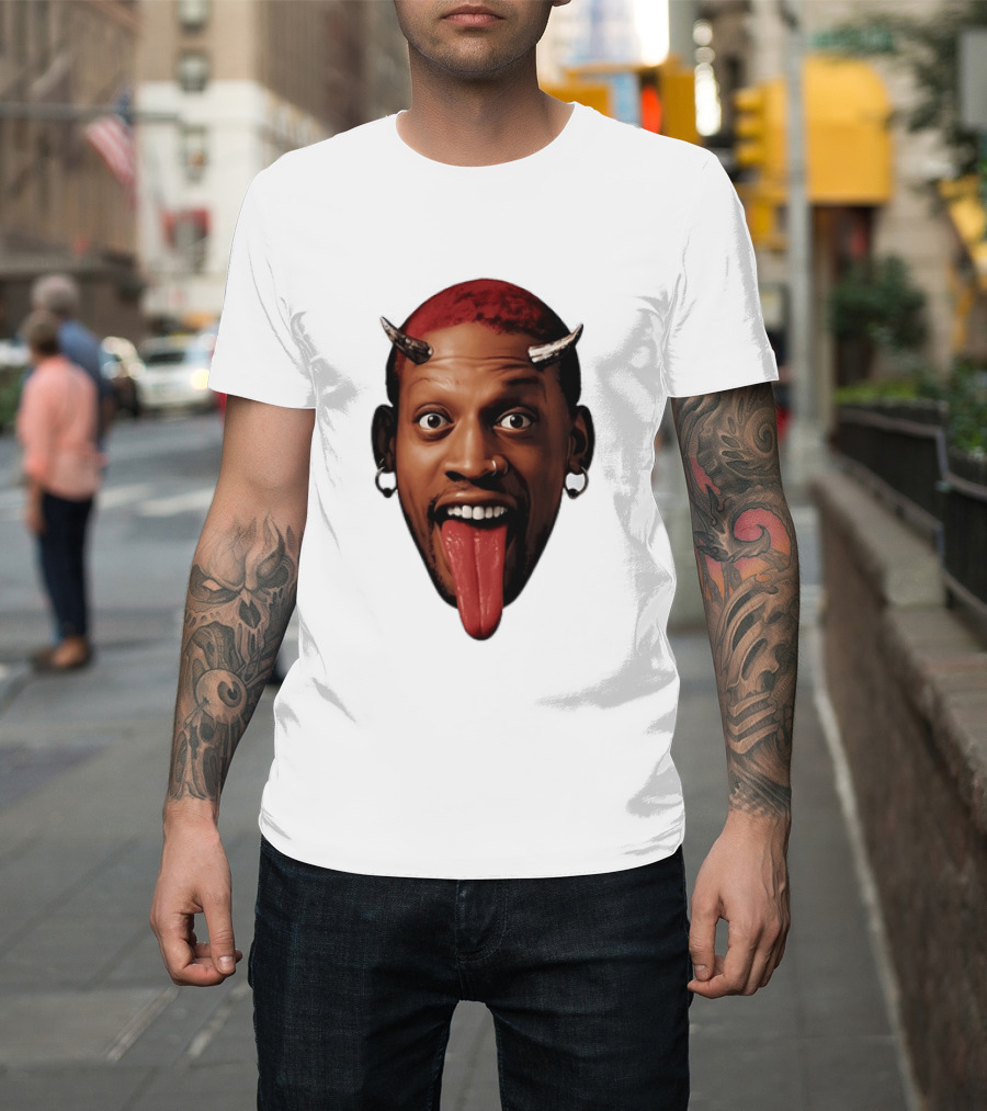 Dennis Rodman Big Face Devil Horns Chicago Bulls T-Shirt