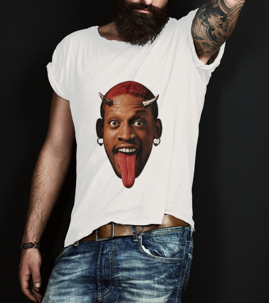Dennis Rodman Big Face Devil Horns Chicago Bulls T-Shirt