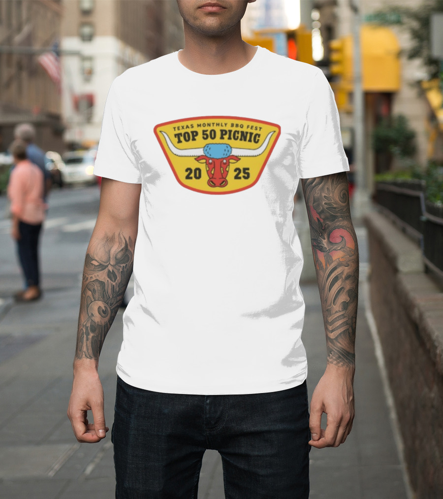 Texas Monthly BBQ Fest Top 50 Picnic 2025 Longhorn T-Shirt