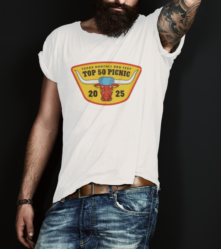 Texas Monthly BBQ Fest Top 50 Picnic 2025 Longhorn T-Shirt