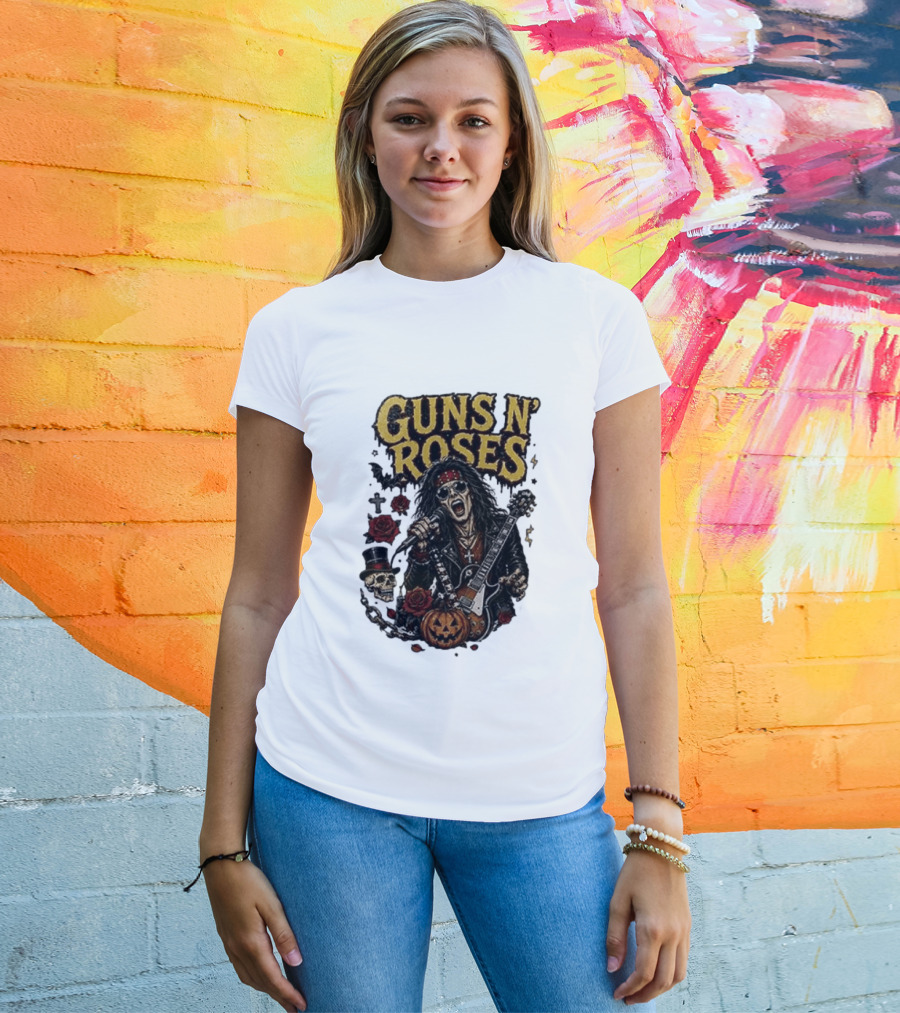 Guns N' Roses I'm A GNR Ghoul Appetite For Fright Halloween Rocks With Skulls And Pumpkins T-Shirt