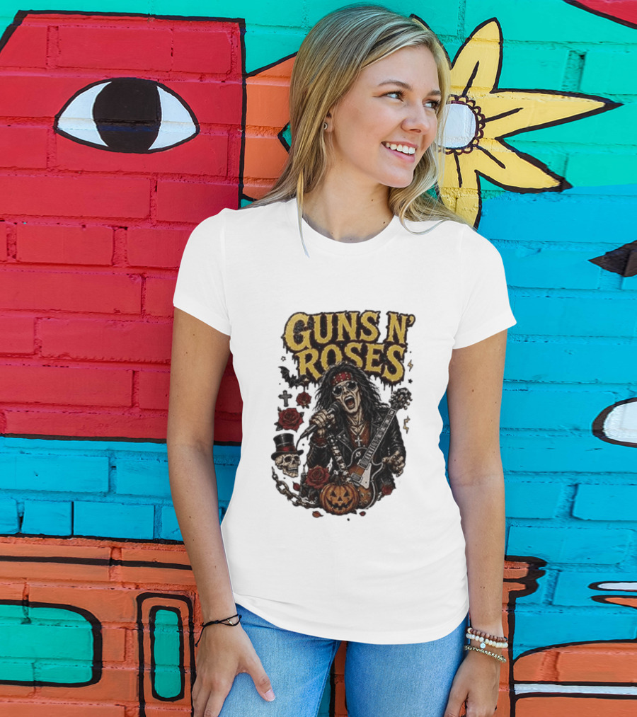 Guns N' Roses I'm A GNR Ghoul Appetite For Fright Halloween Rocks With Skulls And Pumpkins T-Shirt
