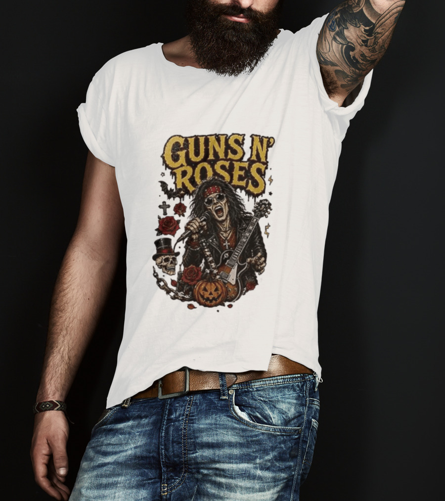 Guns N' Roses I'm A GNR Ghoul Appetite For Fright Halloween Rocks With Skulls And Pumpkins T-Shirt