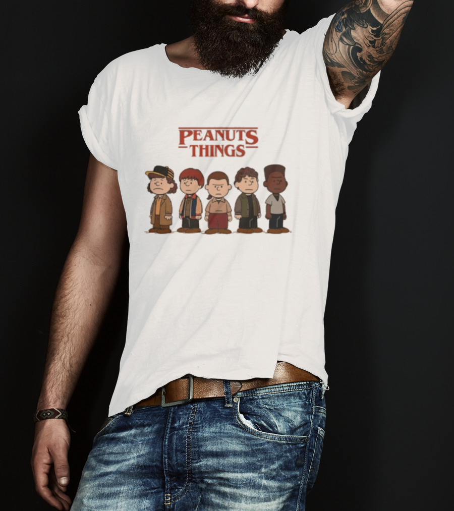 Peanuts Things Cartoon Characters Mashup Stranger 80s T-Shirt