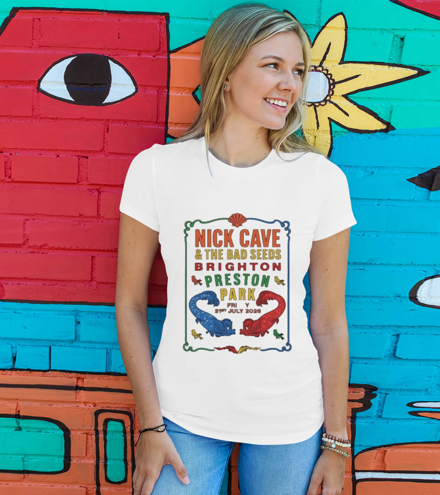 Nick Cave & The Bad Seeds Brighton Preston Park 31 July 2026 Colorful Dragons T-Shirt