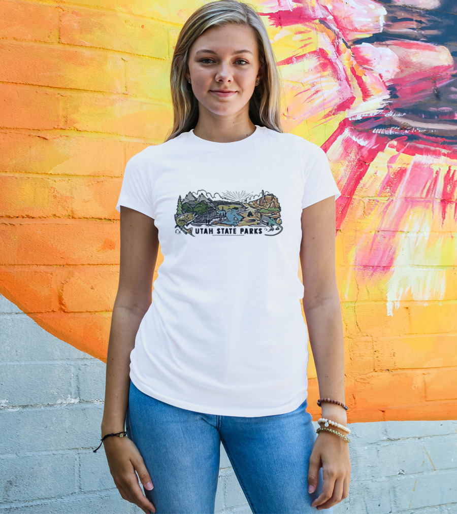 Utah State Parks Scenic Landscape With Mountains And Trees T-Shirt
