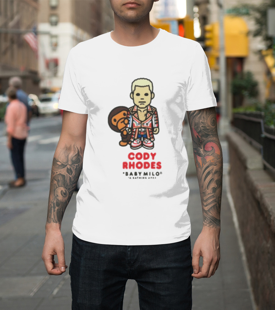 Cody Rhodes Baby Milo Wrestling Mens White Wwe Collaboration T-Shirt