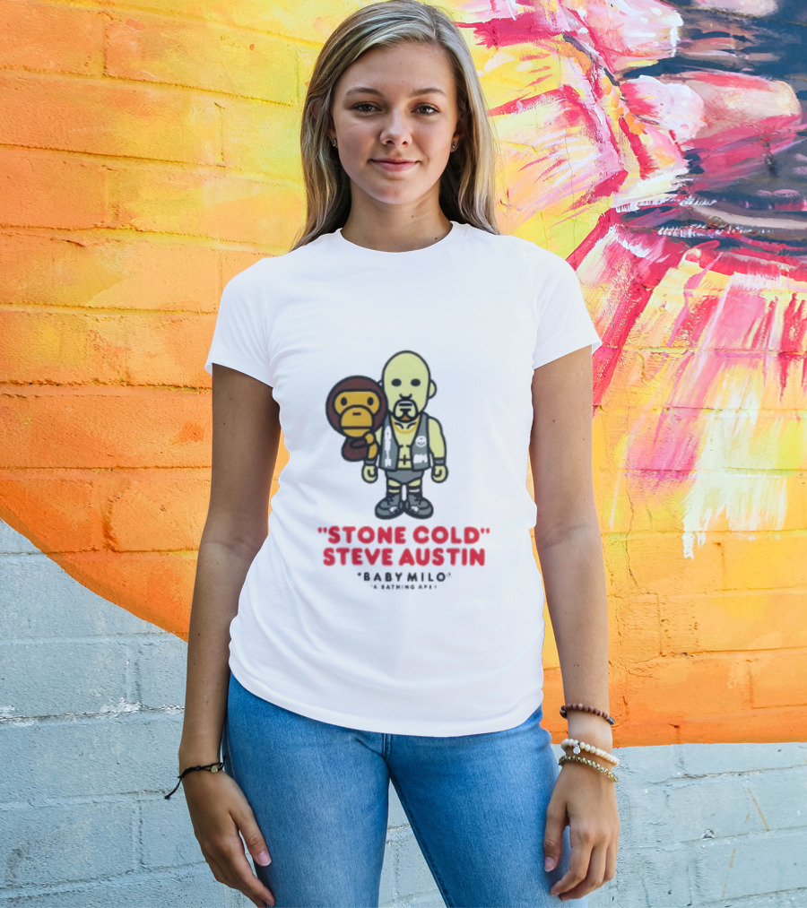 Stone Cold Steve Austin Baby Milo Collaboration Mens White T-Shirt