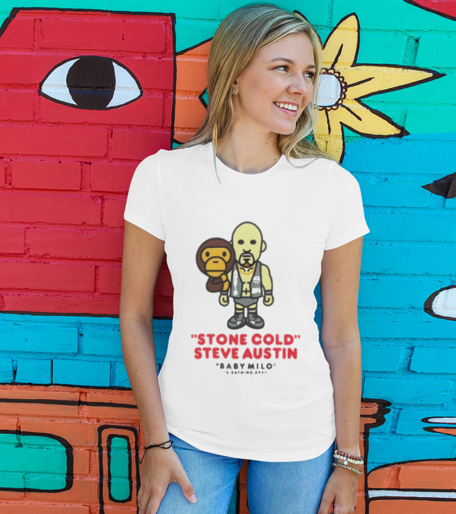 Stone Cold Steve Austin Baby Milo Collaboration Mens White T-Shirt