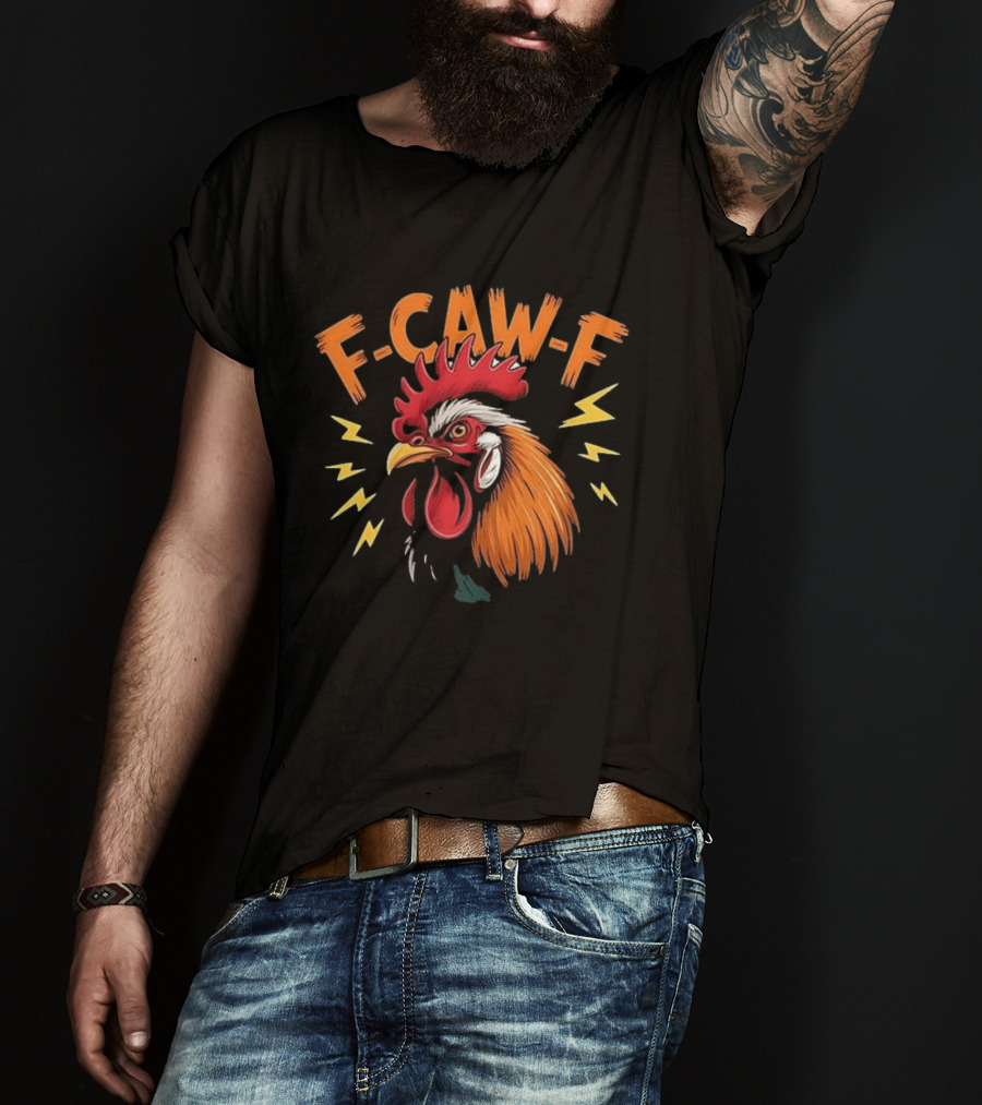 F Caw F Humor Meme Rooster Thunderbolts T-Shirt