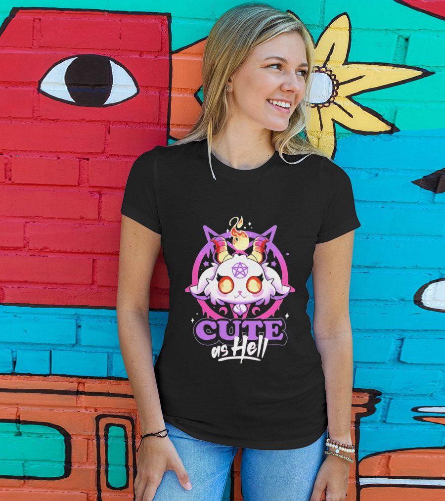 Cute As Hell Goat Demon Pentagram Flame T-Shirt