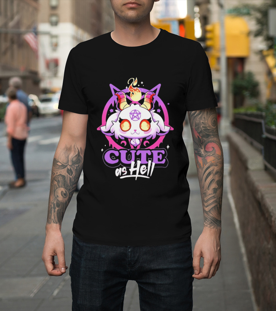 Cute As Hell Goat Demon Pentagram Flame T-Shirt