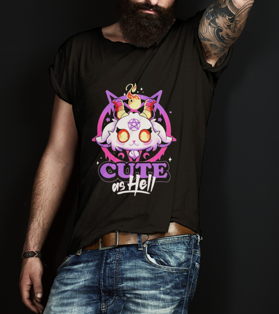 Cute As Hell Goat Demon Pentagram Flame T-Shirt