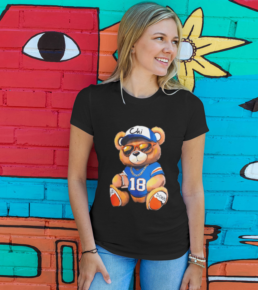 Bear Down Chi 18 Teddy Bear Football Fan Gear T-Shirt