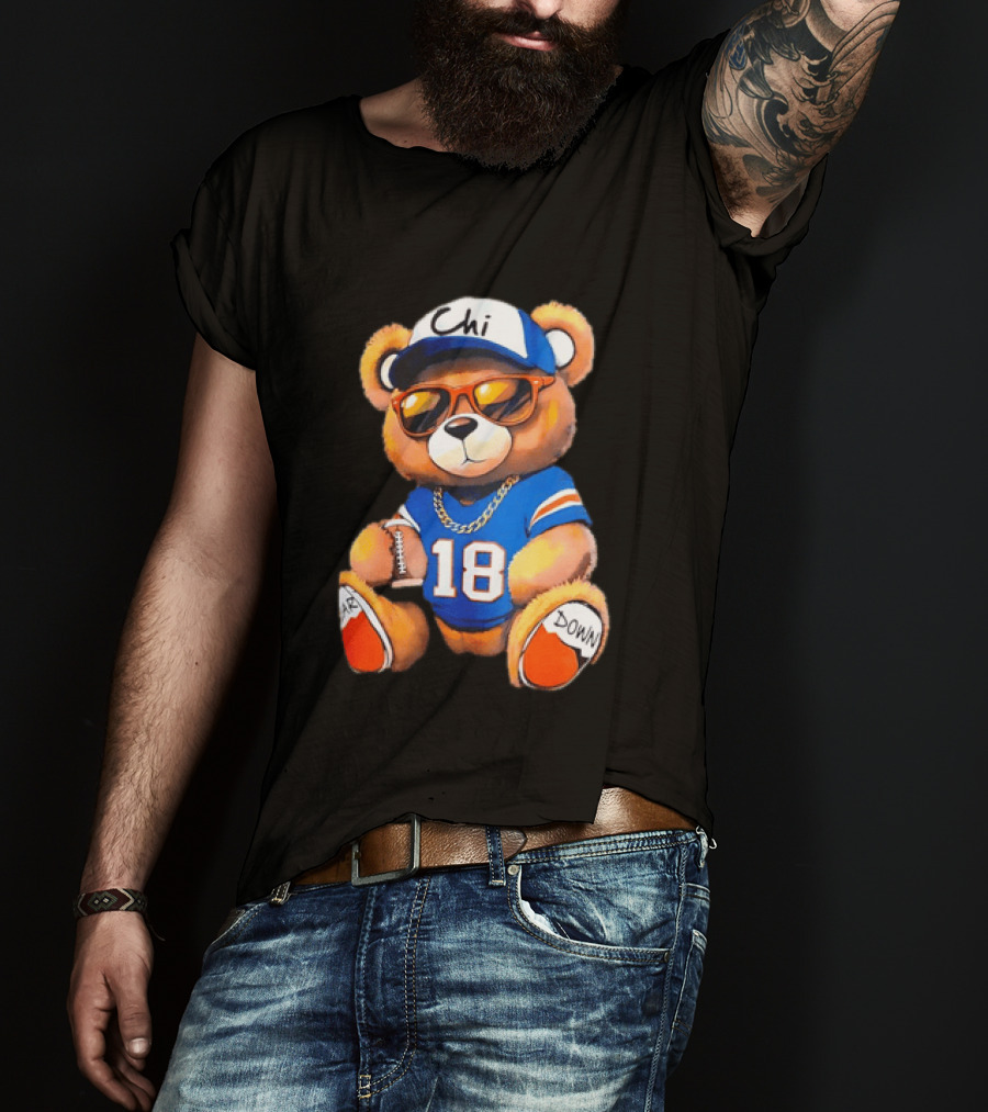 Bear Down Chi 18 Teddy Bear Football Fan Gear T-Shirt
