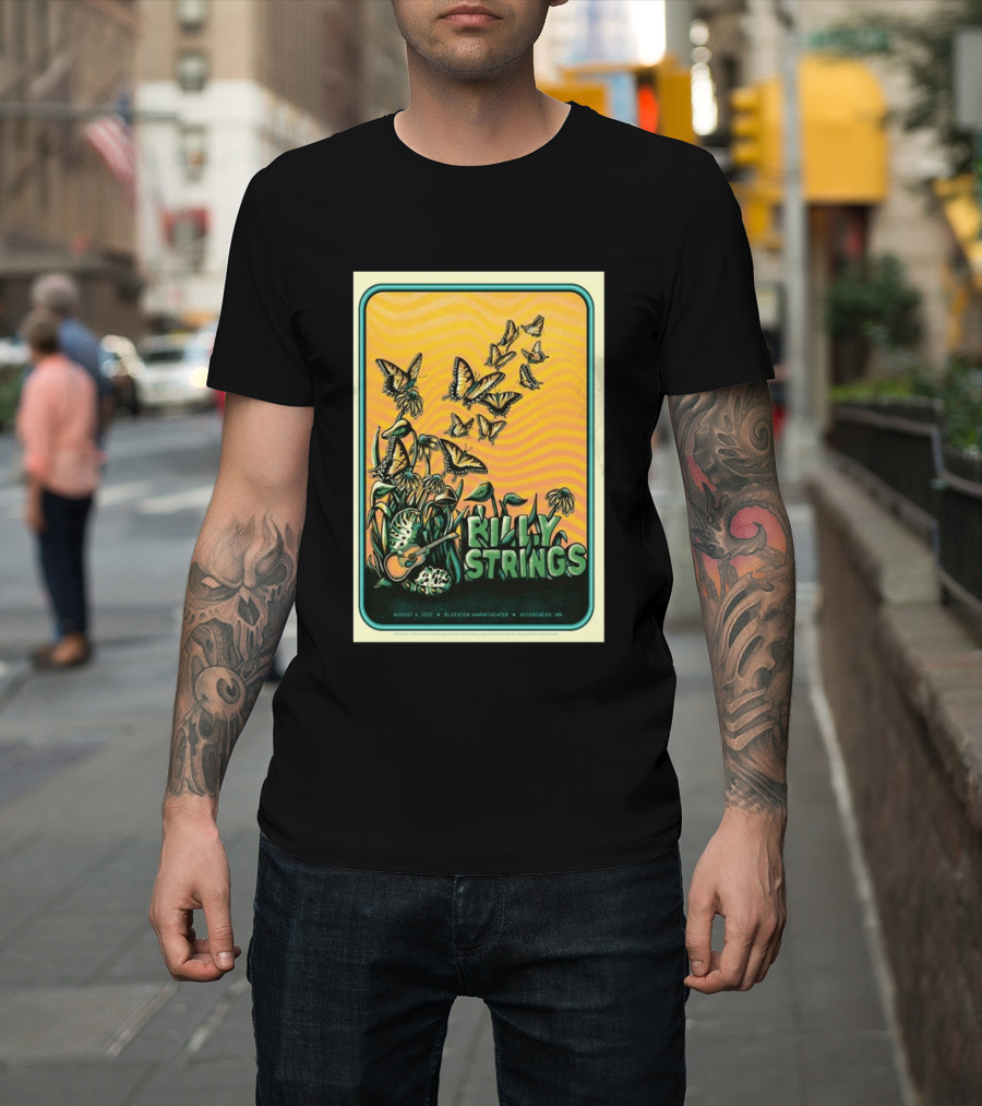 Billy Strings Bluestem Amphitheater August 6 2022 Butterfly Moorehead MN T-Shirt