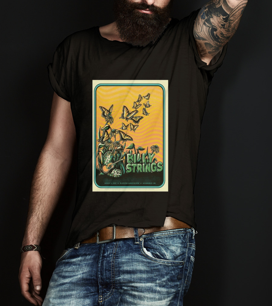 Billy Strings Bluestem Amphitheater August 6 2022 Butterfly Moorehead MN T-Shirt