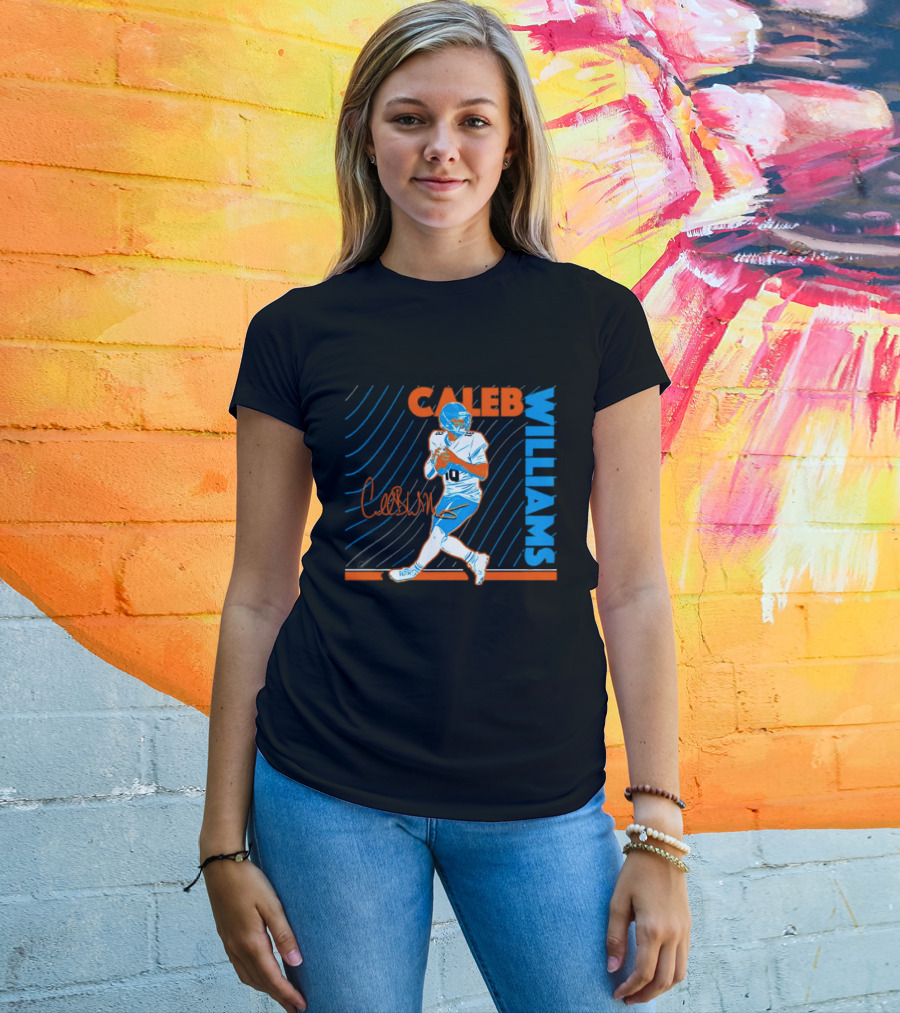 Caleb Williams Signed Football Chicago Bears Action Quarterback Sports Memorabilia T-Shirt
