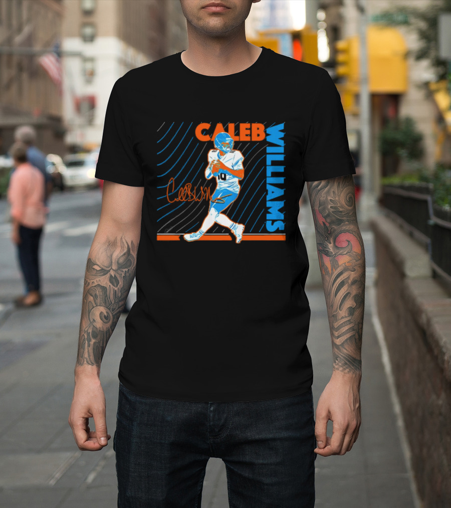 Caleb Williams Signed Football Chicago Bears Action Quarterback Sports Memorabilia T-Shirt