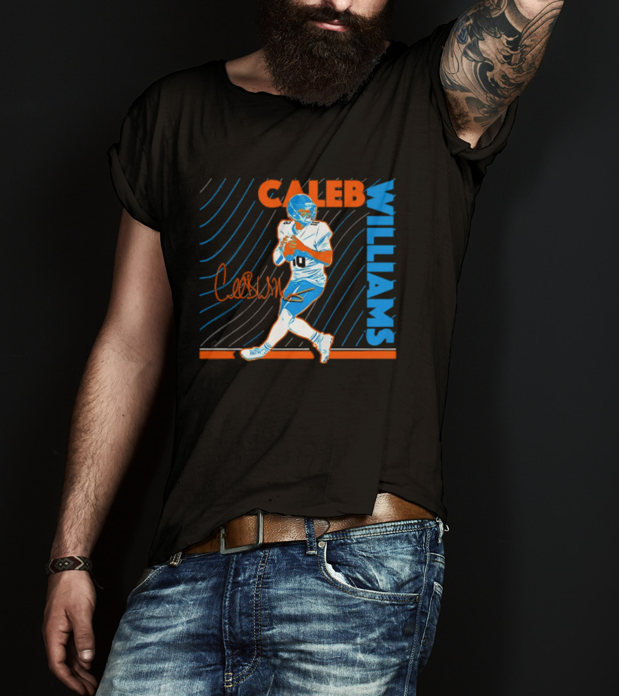Caleb Williams Signed Football Chicago Bears Action Quarterback Sports Memorabilia T-Shirt