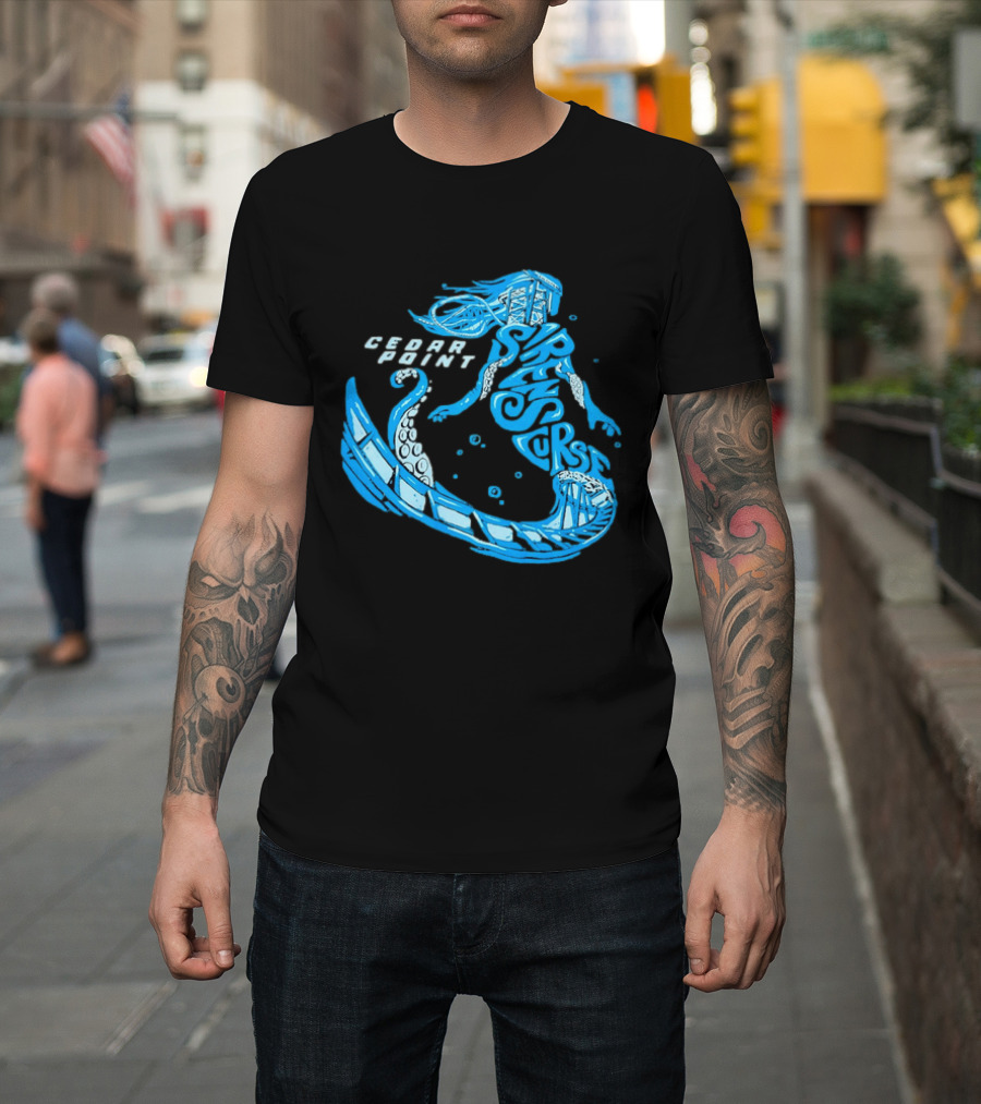 Cedar Point Sirens Curse Roller Blue Mermaid T-Shirt