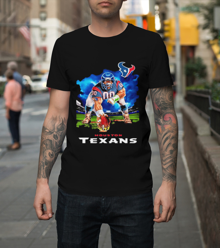Houston Texans Ferocious Football Player NFL Team Spirit Challenge T-Shirt