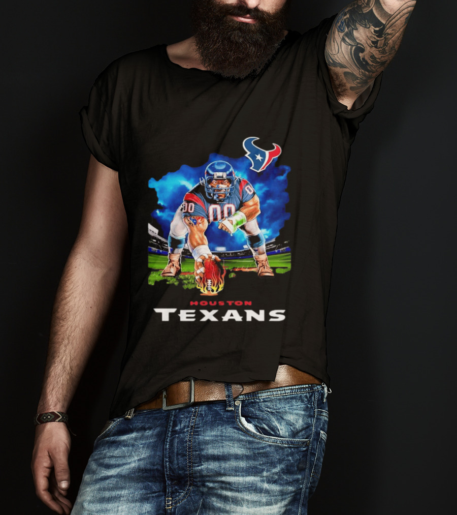 Houston Texans Ferocious Football Player NFL Team Spirit Challenge T-Shirt