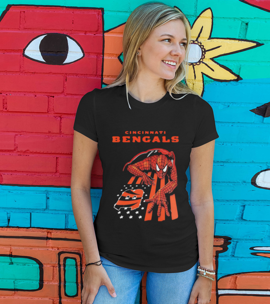 Cincinnati Bengals Spiderman Stripes Marvel T-Shirt
