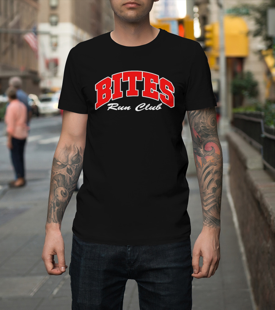 Bites Run Club Classic Style Sports Lettering T-Shirt