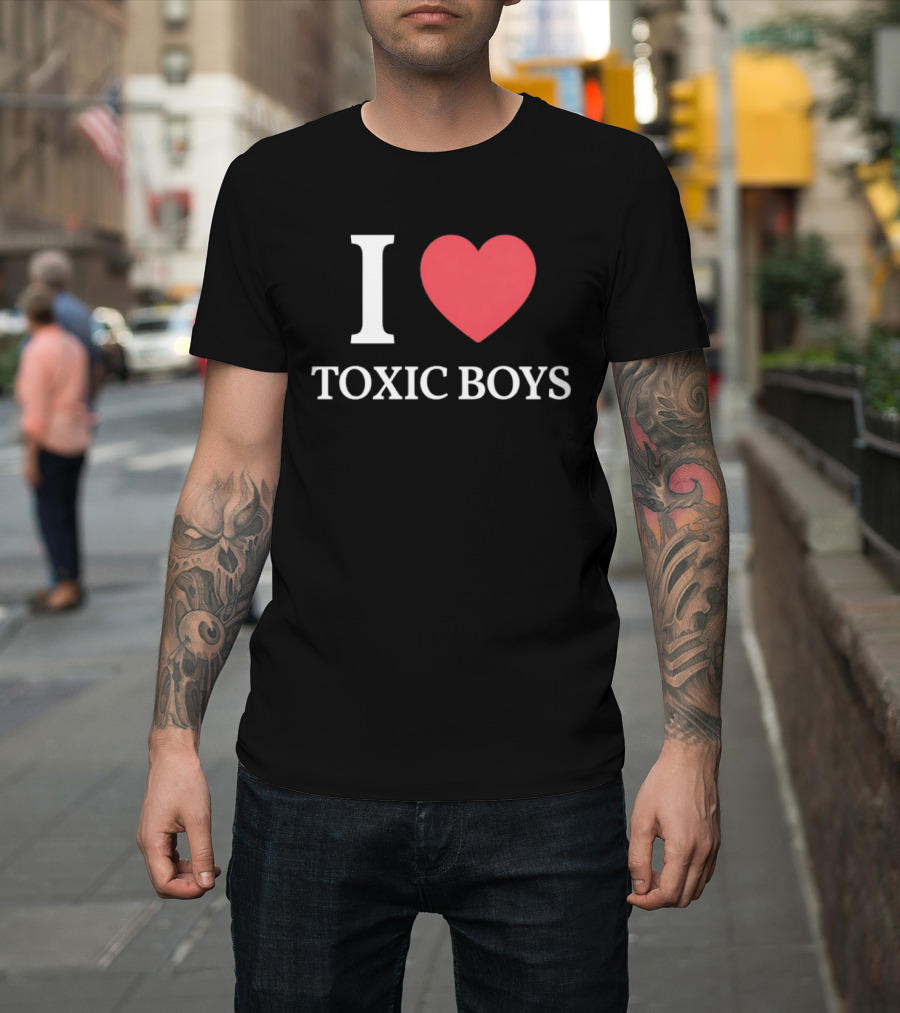 I Heart Toxic Boys Bold White And Red T-Shirt