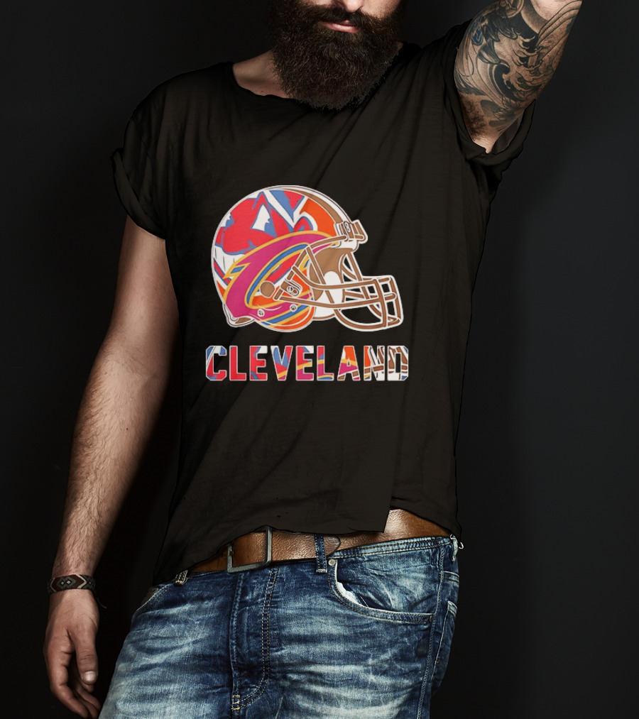Cleveland Football Cavaliers Browns Guardians Helmet T-Shirt