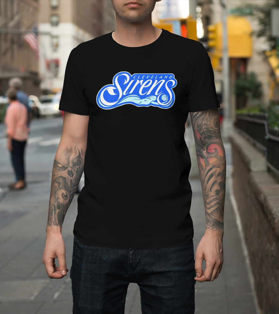 Cleveland Sirens Basketball Sports Team Oceanic Logo With Athlete And Ball T-Shirt