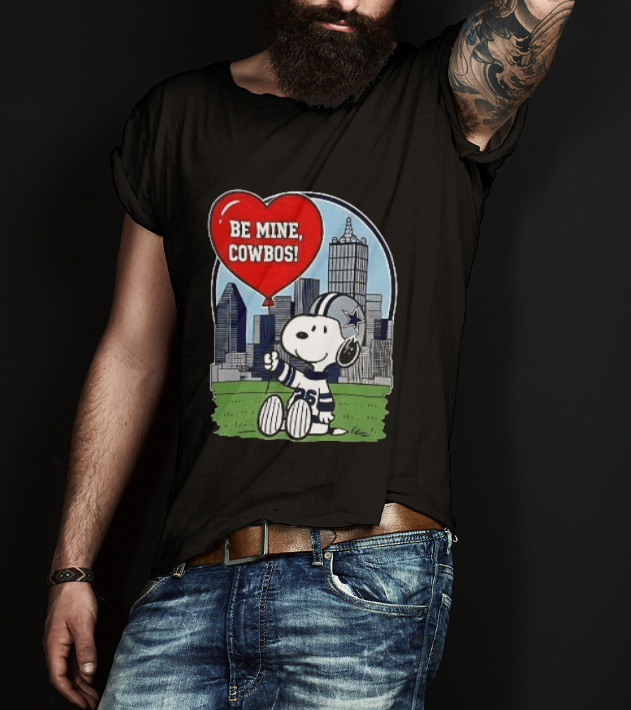 Dallas Cowboys Snoopy Be Mine Valentine 2026 Skyline T-Shirt